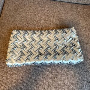 Baby Blue Woven Satin Clutch